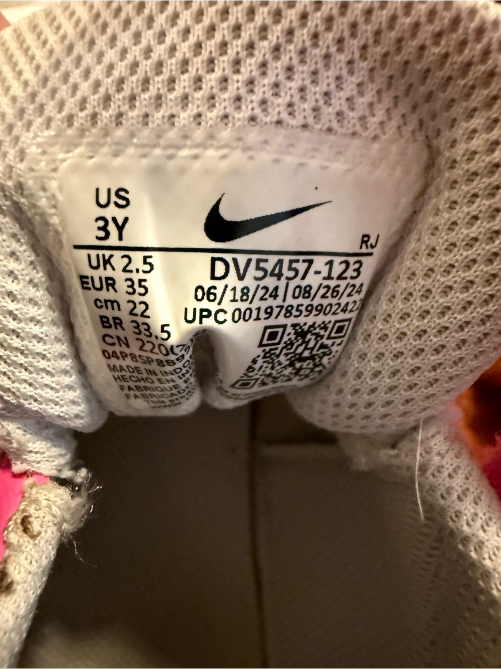 Nike Court Borough Low Sneakers kids size 3Y white/ laser fuchsia pink - Picture 10 of 10